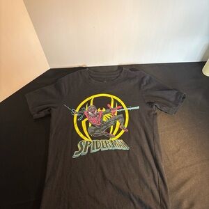 Marvel Black Tee with Yellow & Pink Spider-Man Accent